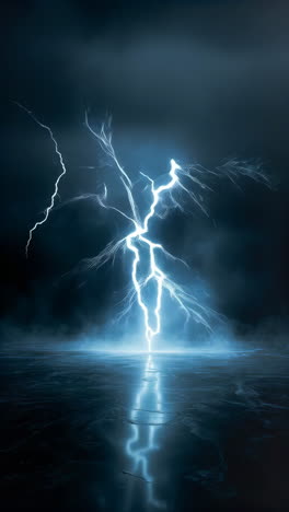 dramatic lightning strike on reflective surface