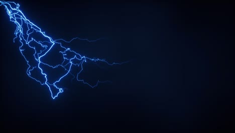 Blue lightning with dark background, 3d rendering.