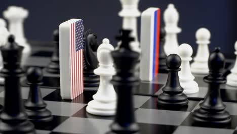 chessboard with flags of countries