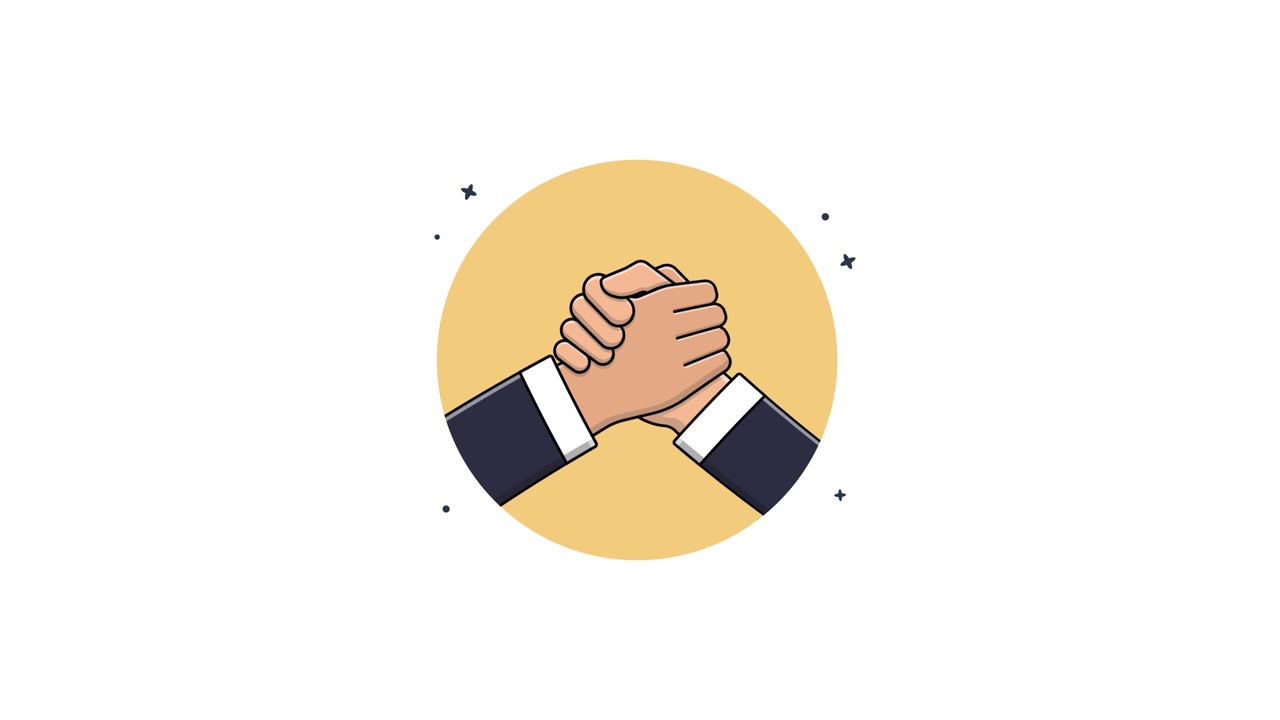 Animated Illustration of Two Business Hands Clasped Together