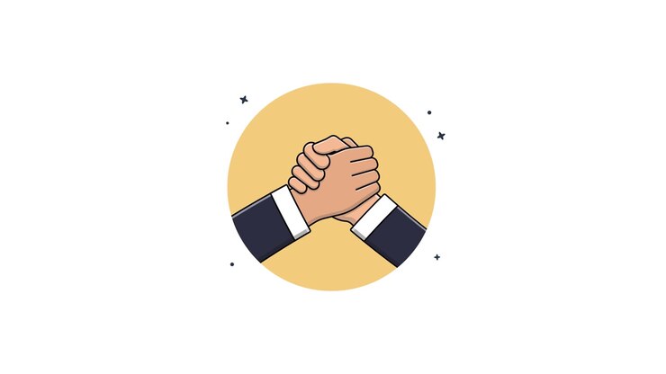 Animated Illustration of Two Business Hands Clasped Together