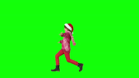 Festive-girl-skipping-in-slow-motion