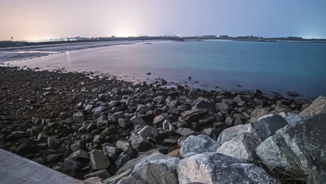 waters of sea or lake gradually drying up