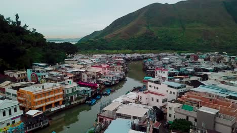 hình ảnh trên không của làng tai o ở hồng kông