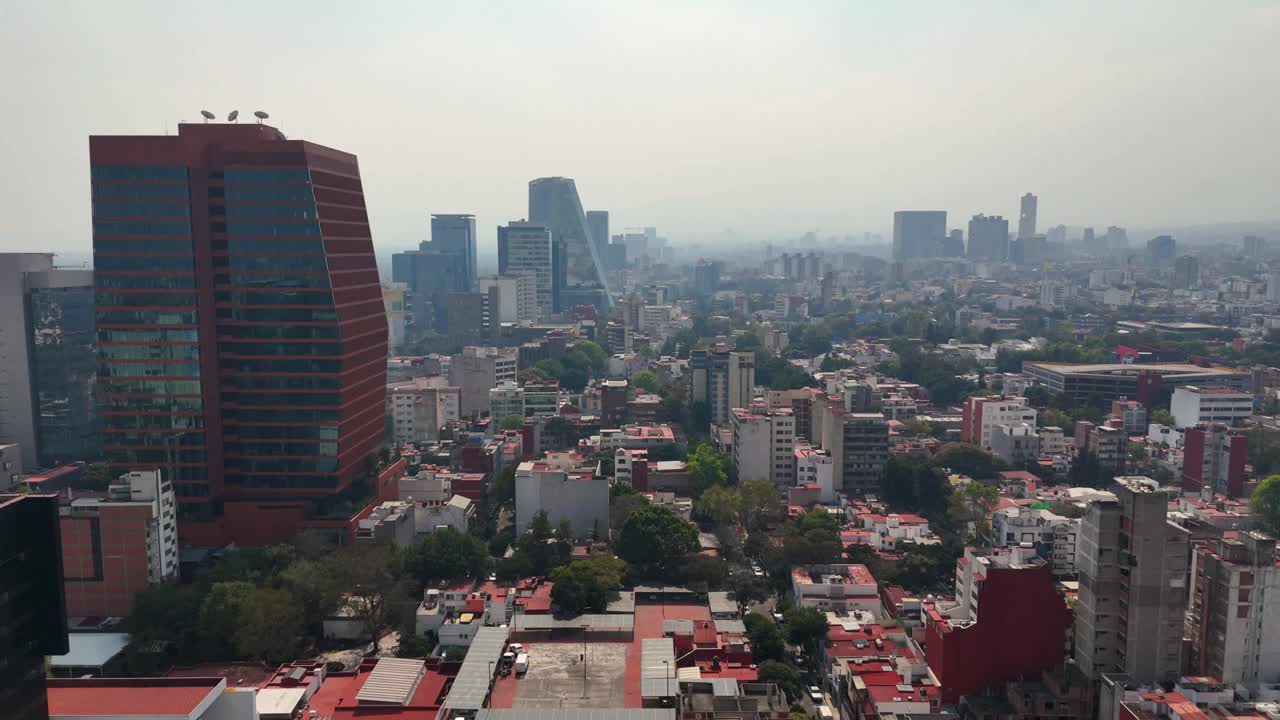 Mexico City on a polluted day, aerial view