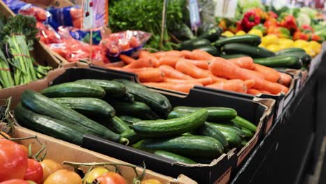 fresh produce displayed at a bustling market