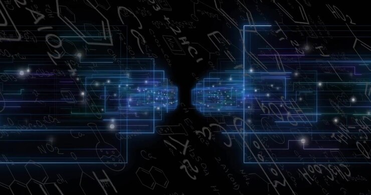 On start glowing clusters pulsing while segments sliding then retracting illustrating data flow