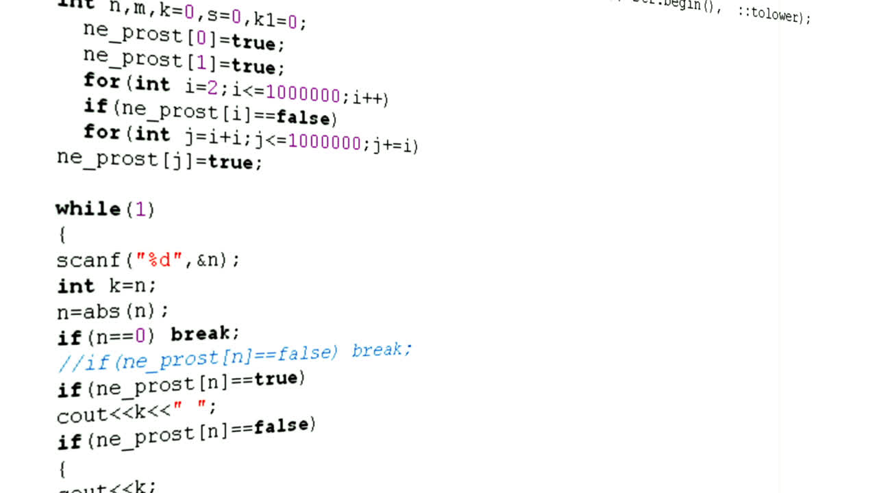 Source code on the monitor screen. Source code