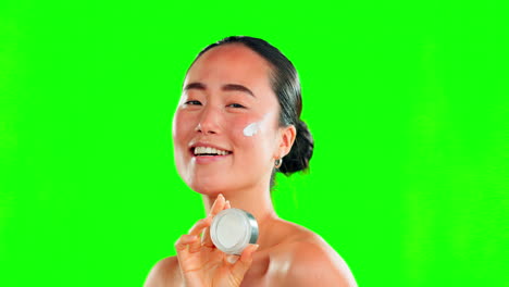 얼굴, 피부 관리 및 크림 용기와 함께 여성