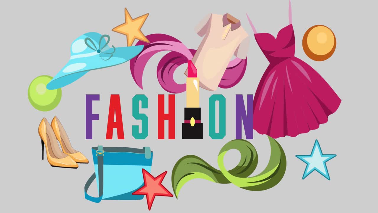 animación de ropa sobre texto de moda