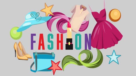 animation of clothes over fashion text