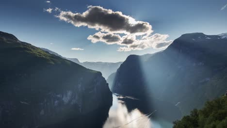 norway rays fjord 4k 01