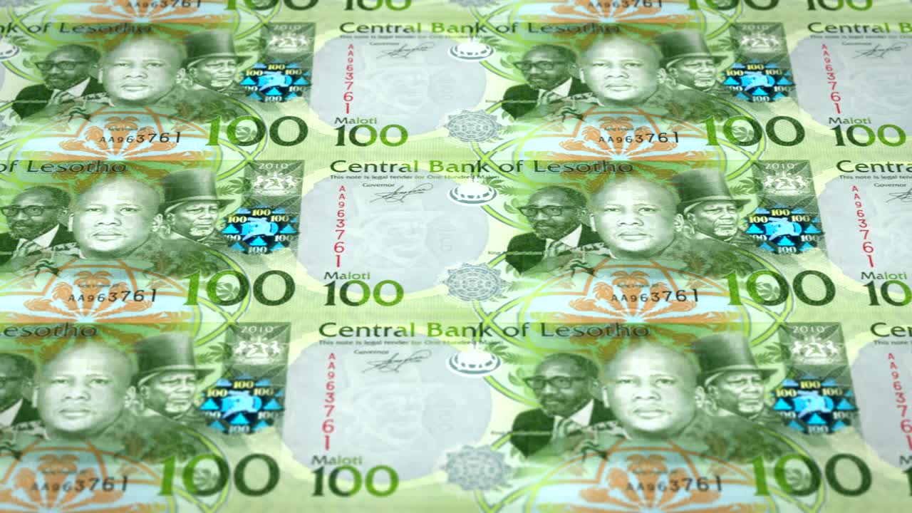 레소토의 100 말로티 또는 로티의 지폐 롤링, 현금, 루프
