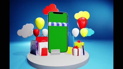 modelo de promoción de compras en línea con elementos de teléfonos inteligentes y compras