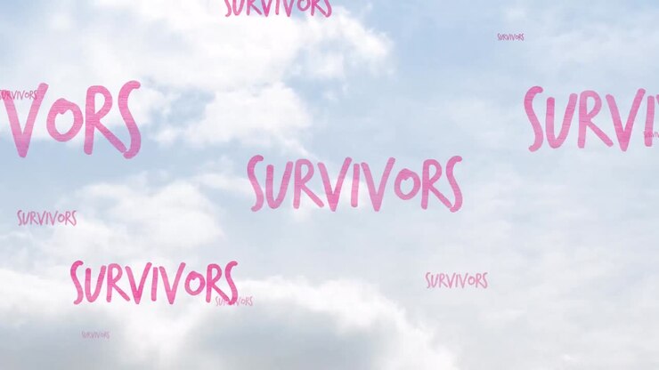 Animation of survivor text over cloudy background