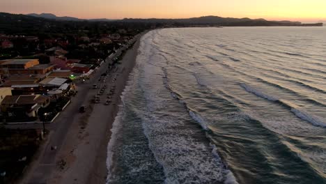 aerial drone view of windy acharavi beach in north corfu greece