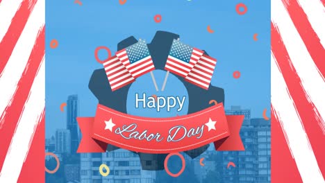 Animation-Des-Textes-„Happy-Labor-Day“-über-Dem-Stadtbild