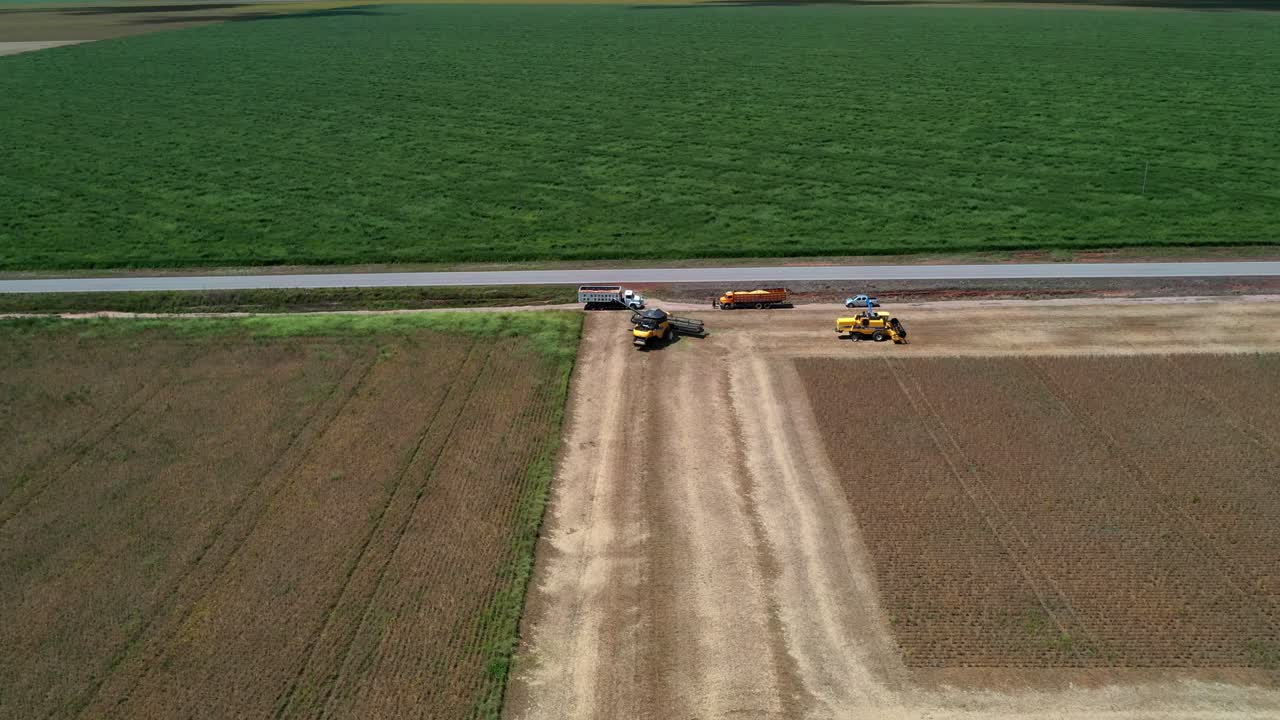 삼림 벌채 후 주장된 땅에서 브라질 세라도의 대두 수확을 준비하는 중장비