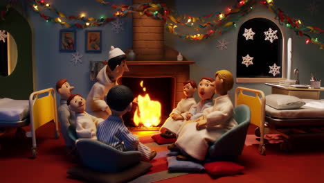 cozy claymation christmas story in a hospital