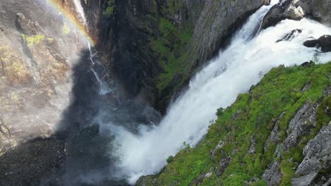 Voringfossen-Waterfall-in-Norway---Popular-Tourist-Attraction-and-Scenic-Nature-Landscape-in-Eidfjord,-Vestland---Static-Shot