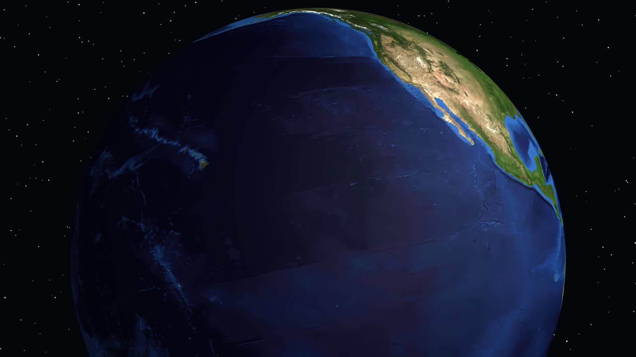 La Terra digitale ruota e si ingrandisce sulle Hawaii, mostrando le coordinate di posizione e le informazioni demografiche regionali