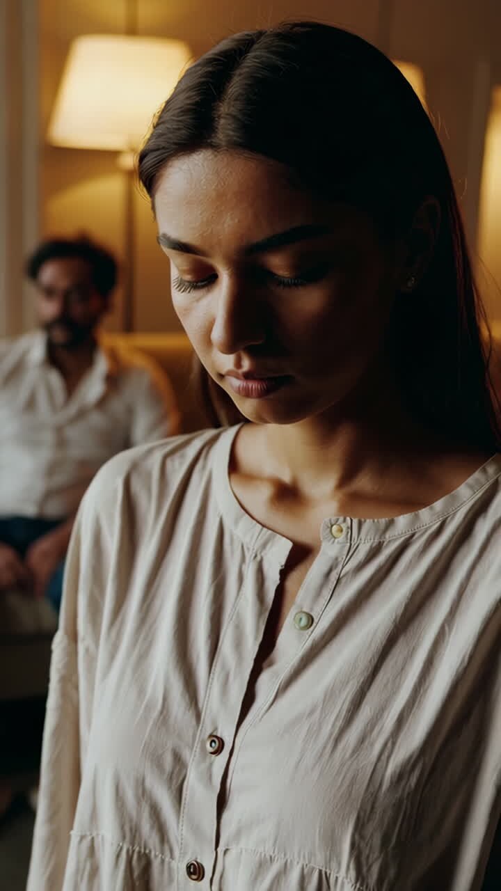 Woman Looks Sad During Conflict With Partner