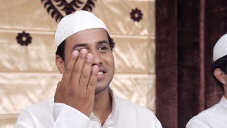 indian muslim man doing adab and greetings