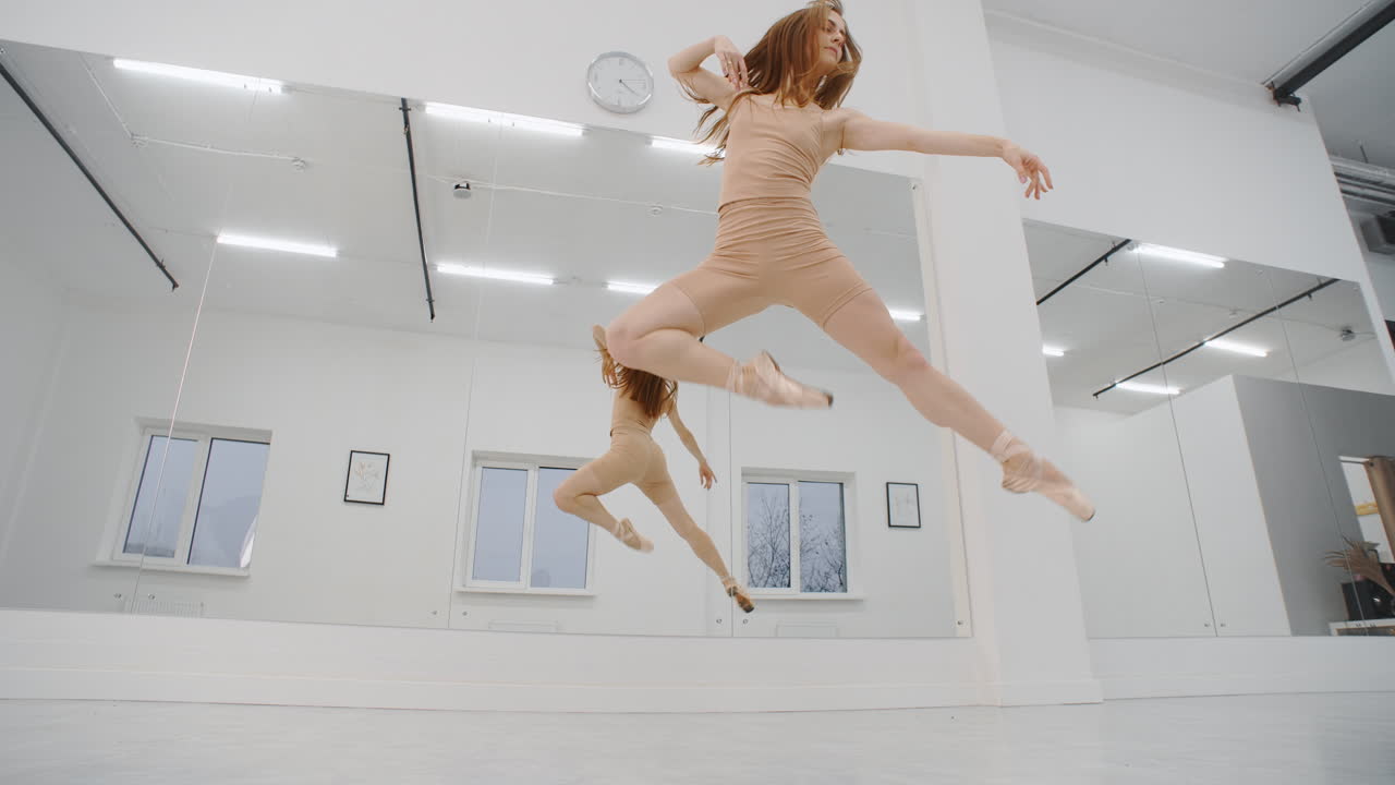 Ballet Dancer Practicing in a Dance Studio