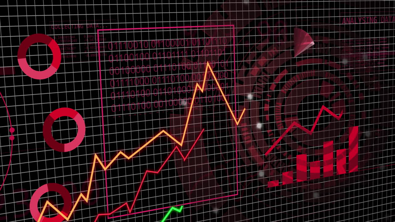 animación del procesamiento de datos financieros a través de la red
