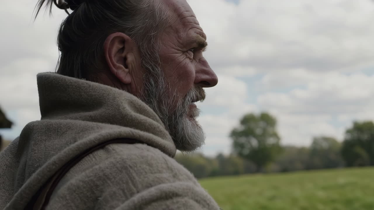 Elderly Man in Historical Clothing