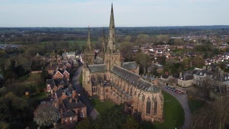 lichfield cathedral aerial slow rise east side