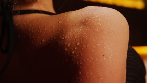 woman's sweaty shoulder