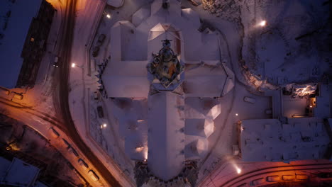 winter in krakow, poland - aerial view of st