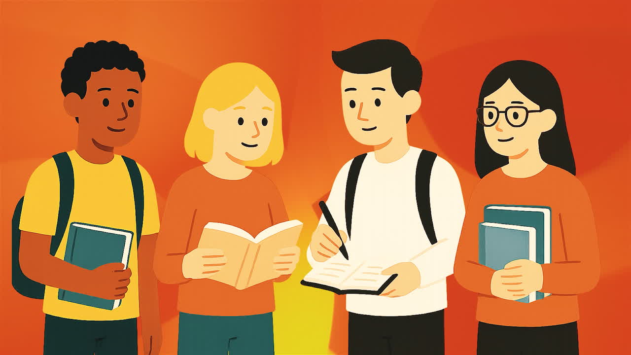 Diverse group of students studying together