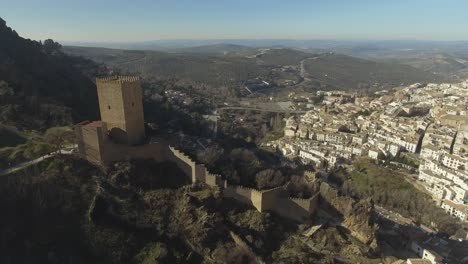 beautiful aerial shot of yerda castle in cazorla, andalusia, spain