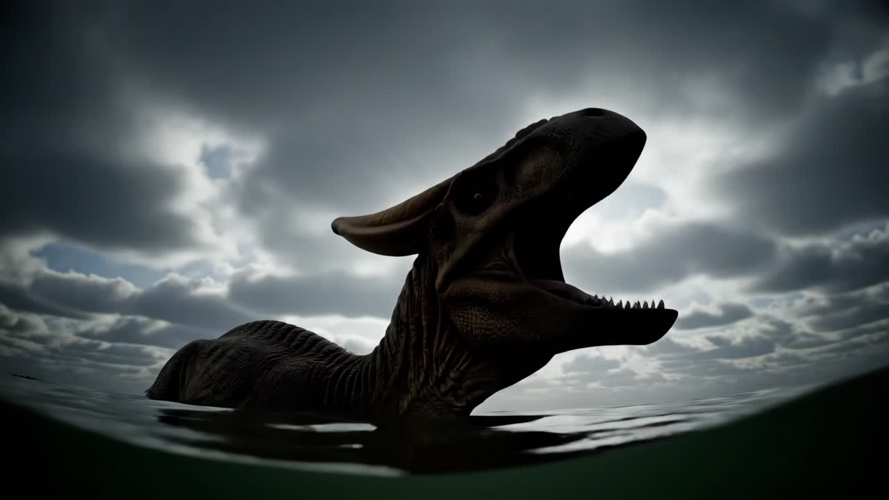 Parasaurolophus dinosaur in the water