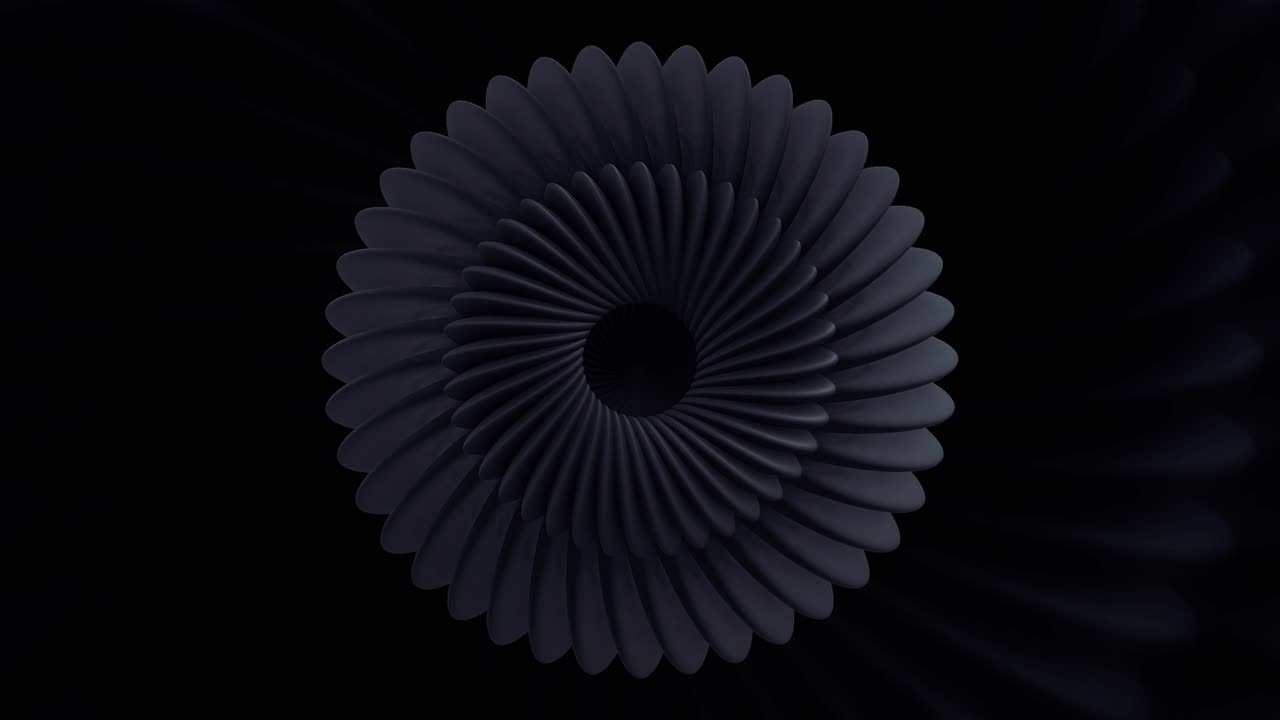 Abstract 3D Black Flower Spiral
