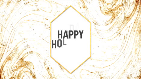 happy holidays with gold frame on marble texture