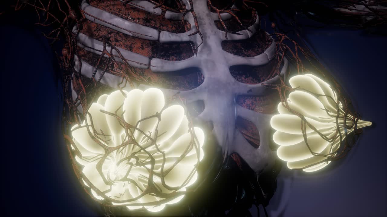 cuerpo humano con brillo visible glándula mamaria