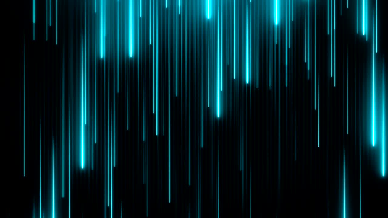 fondo de pared de alta tecnología abstracta con rayos de neón cayendo hacia abajo. haces brillantes en un ciberespacio. patrón comercial con datos futuristas. bucle sin costuras.