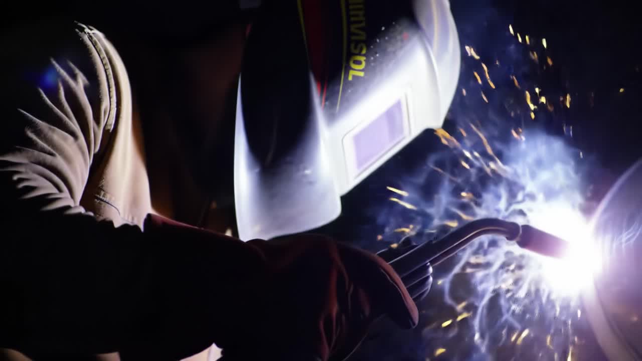 Dynamic Display of Arc Welding Process with Sparks and Intense Light Emitted from a Welding Torch in a Dark Environment