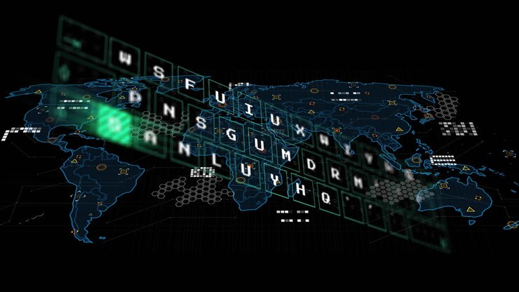 Animation of data processing over world map