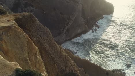 aerial shot fly up over cliff, sesimbra