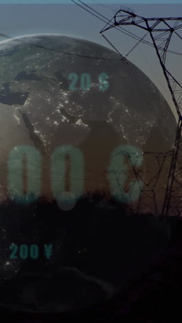 animation of globe over pylons and data processing