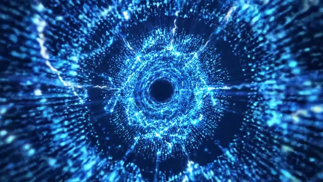 A captivating visual journey through a mesmerizing vortex of blue lights and particles, representing the dynamic flow of data and energy in a digital universe.