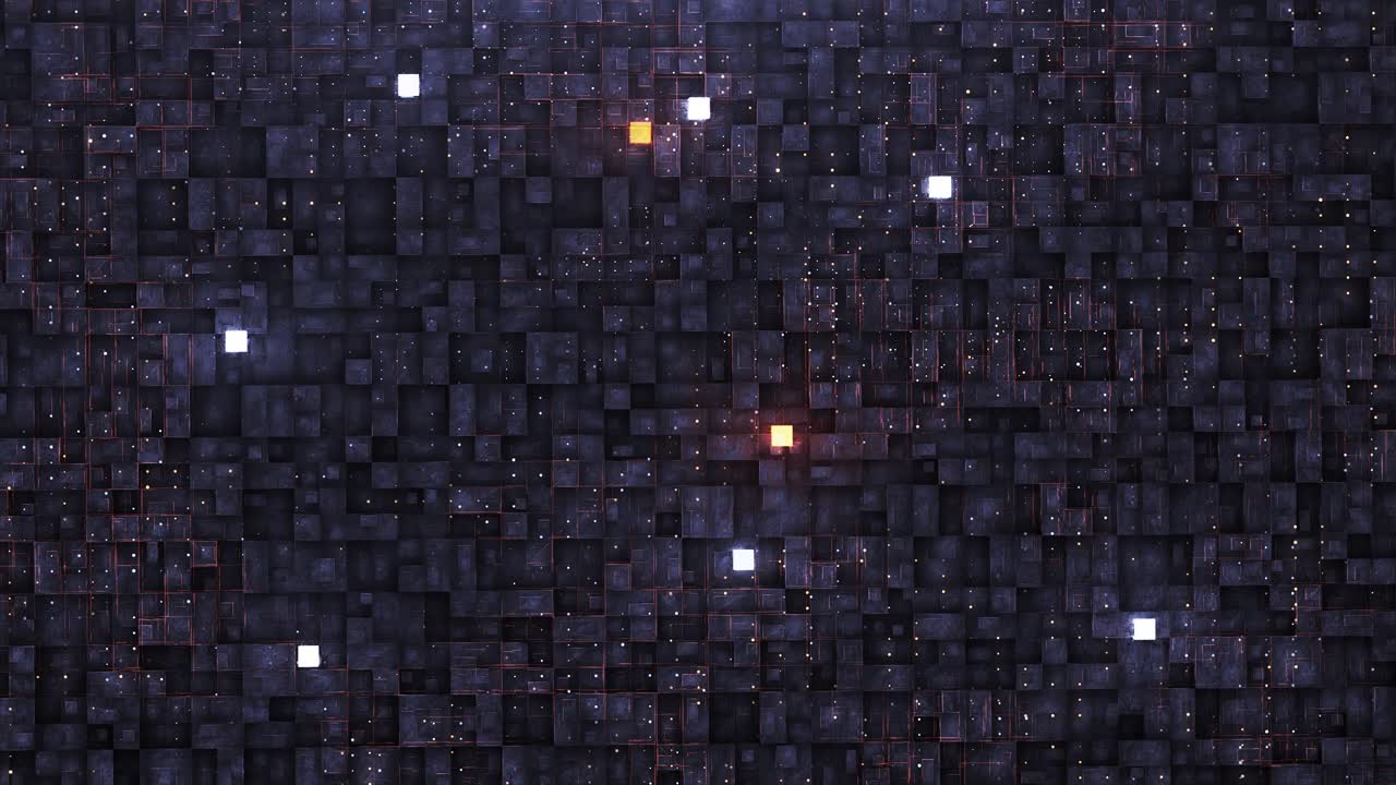 Digital background with neon circuit and cube