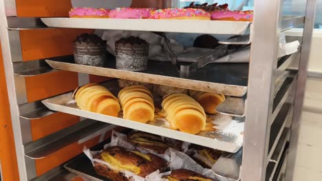 bakery display case with assorted pastries