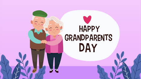 happy grandparents day card with old lovers couple