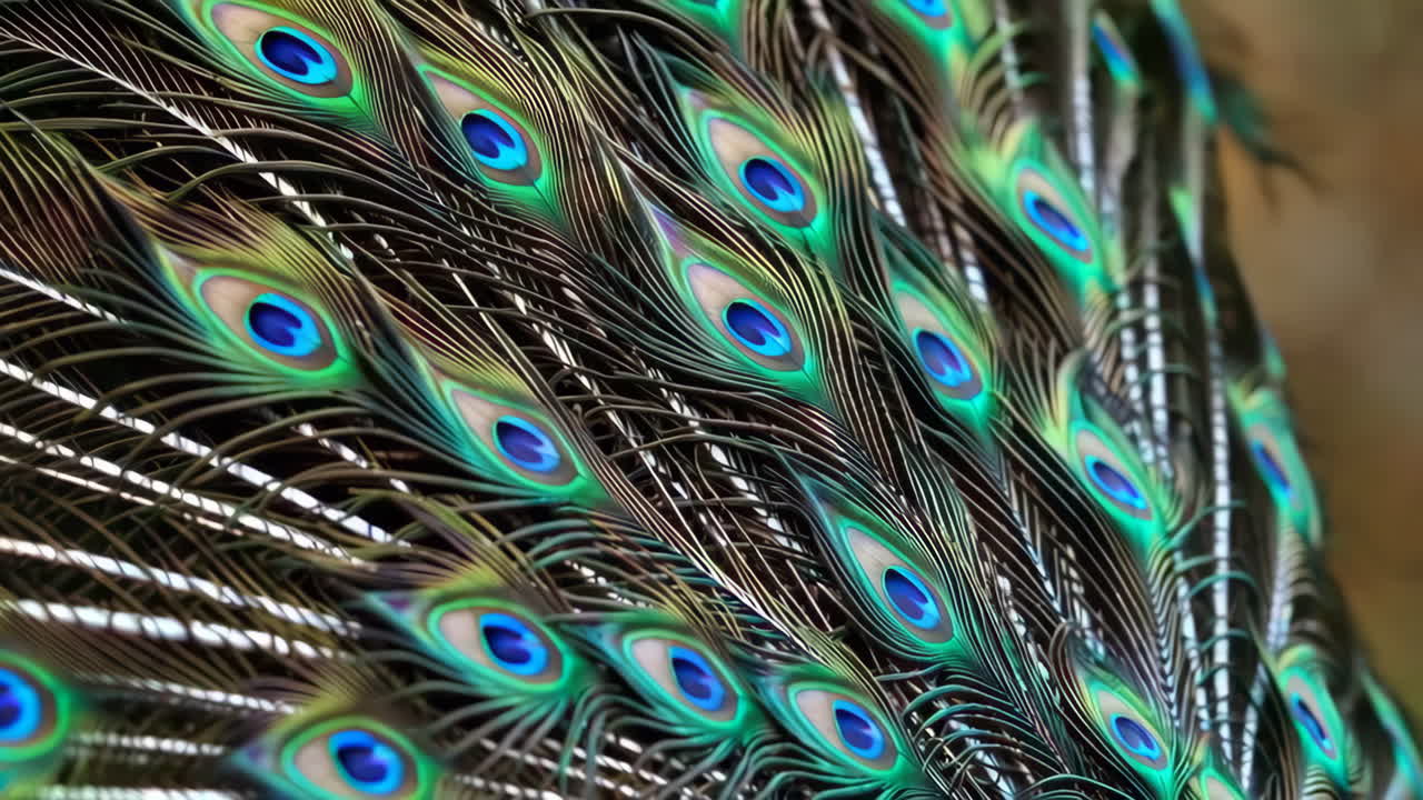 Vibrant Peacock Feathers Close-up
