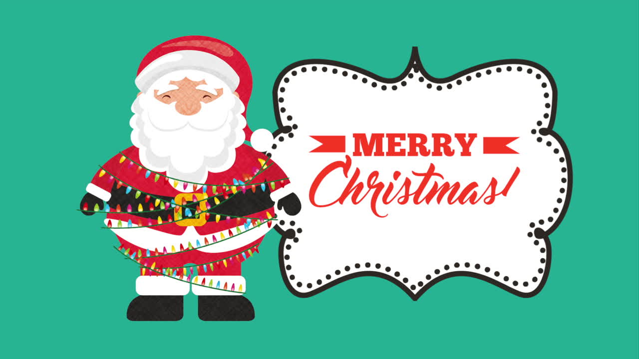산타클로스 캐릭터와 함께 메리 크리스마스 애니메이션